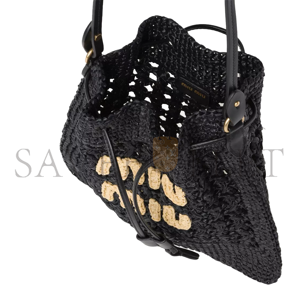 M1v M1v bucket bag in raffia-effect yarn 5nd016 (23*20cm)